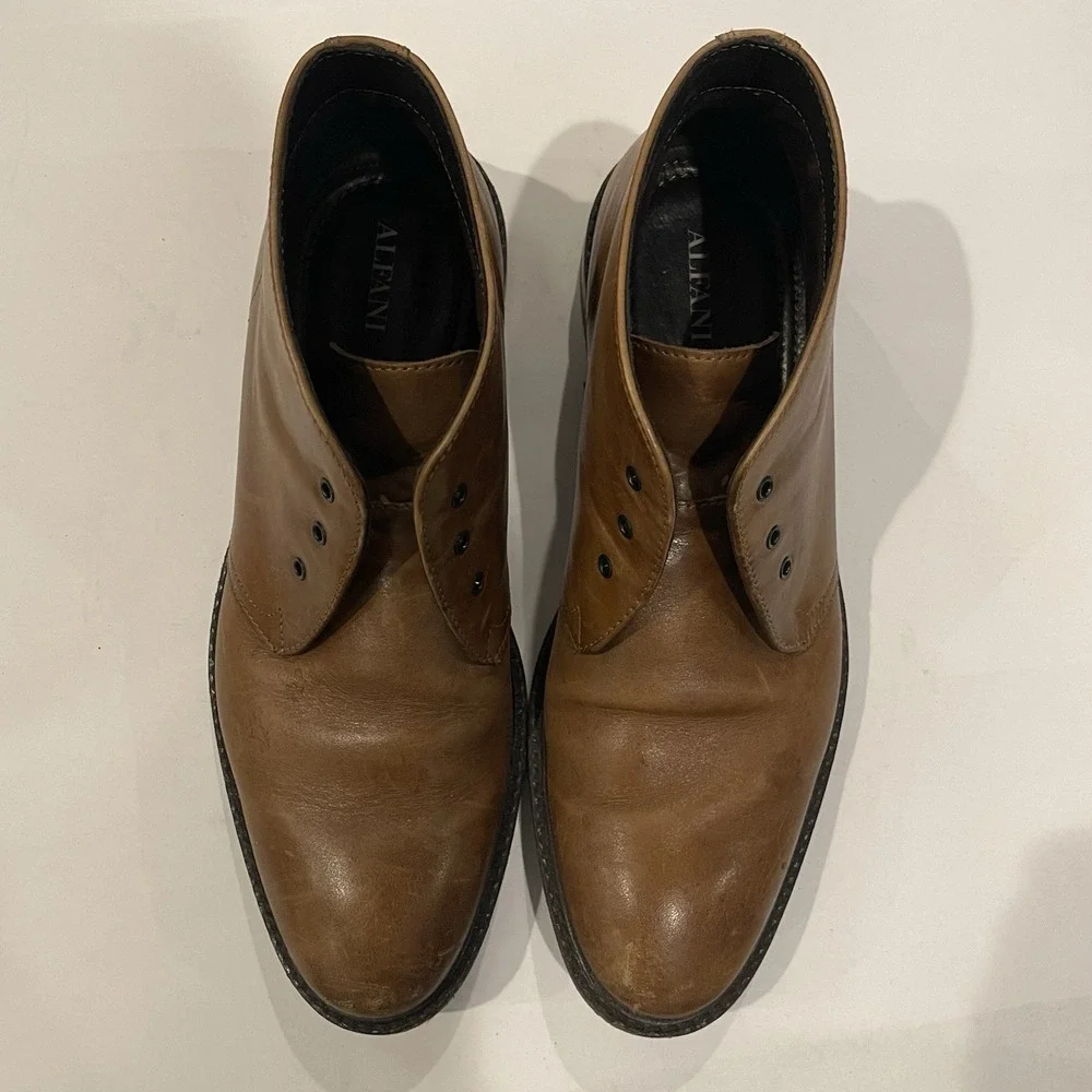 Alfani Lombard Brown Leather Chukka Boots Men's Size 9M Casual‎ Work